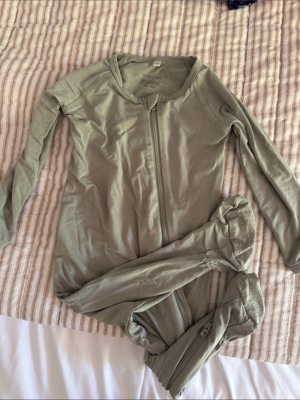 Quincy Mae Olive Green Ribbed Pajama Set